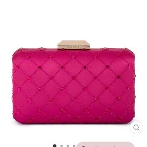 Olga Berg Fuchsia Quilted Clutch